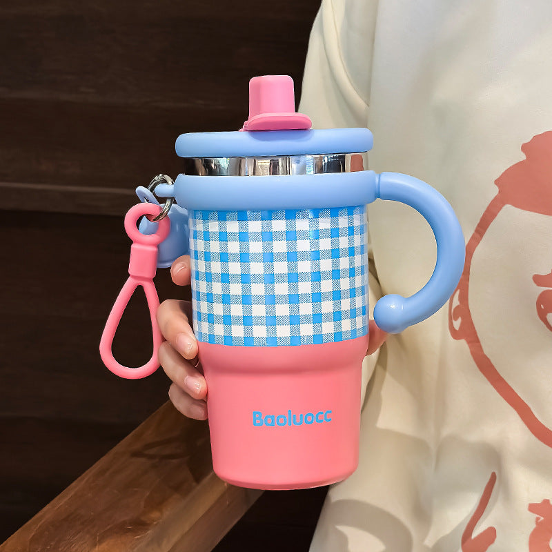 Wholesale Large Capacity Portable Handle Stainless Steel Thermos Cup Girls' Office Double Drinking Coffee Cup Outdoor Ice Bullet Car Cup